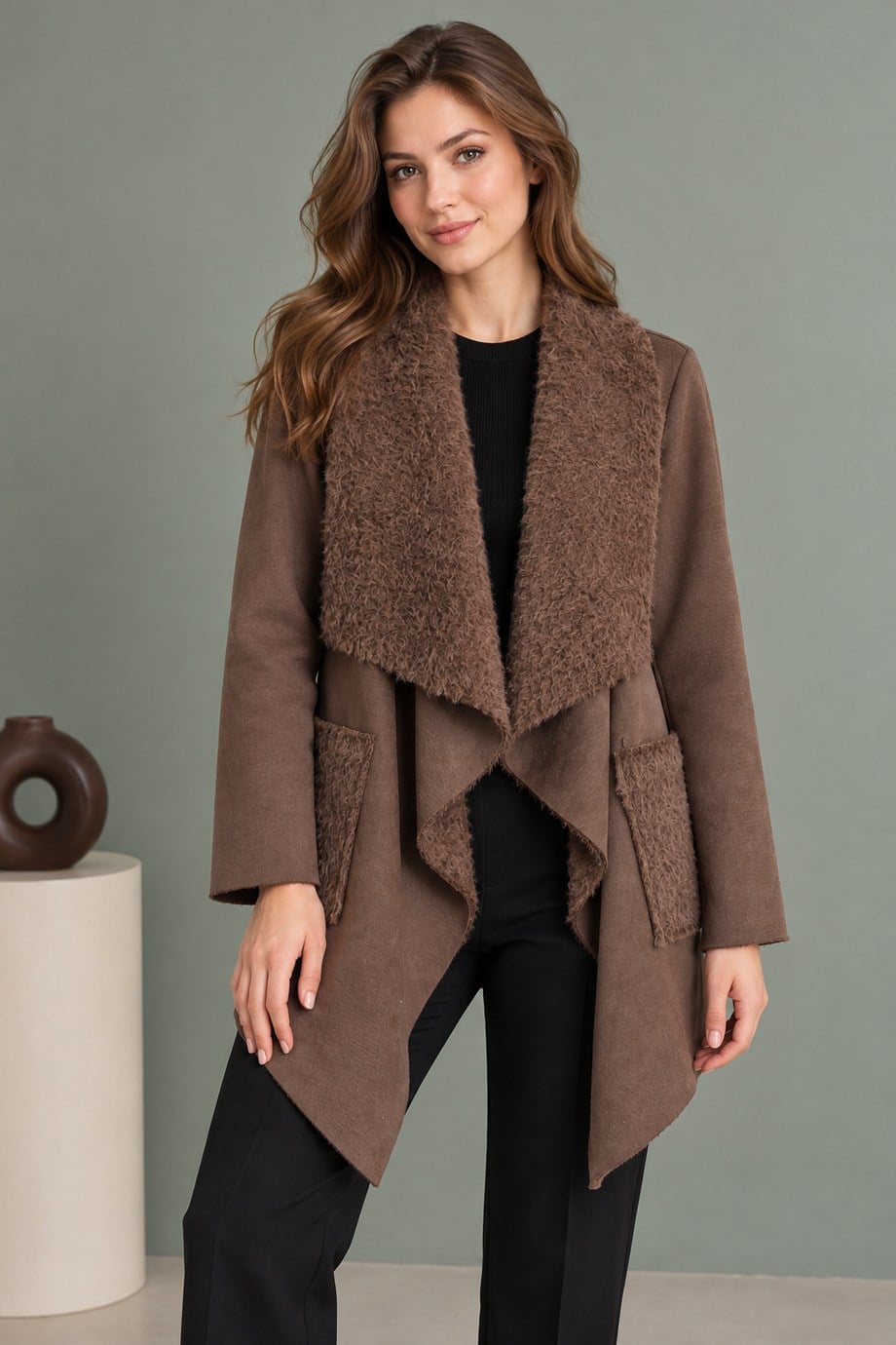 VELA2182-2K7 VELA CEKET-KAHVE