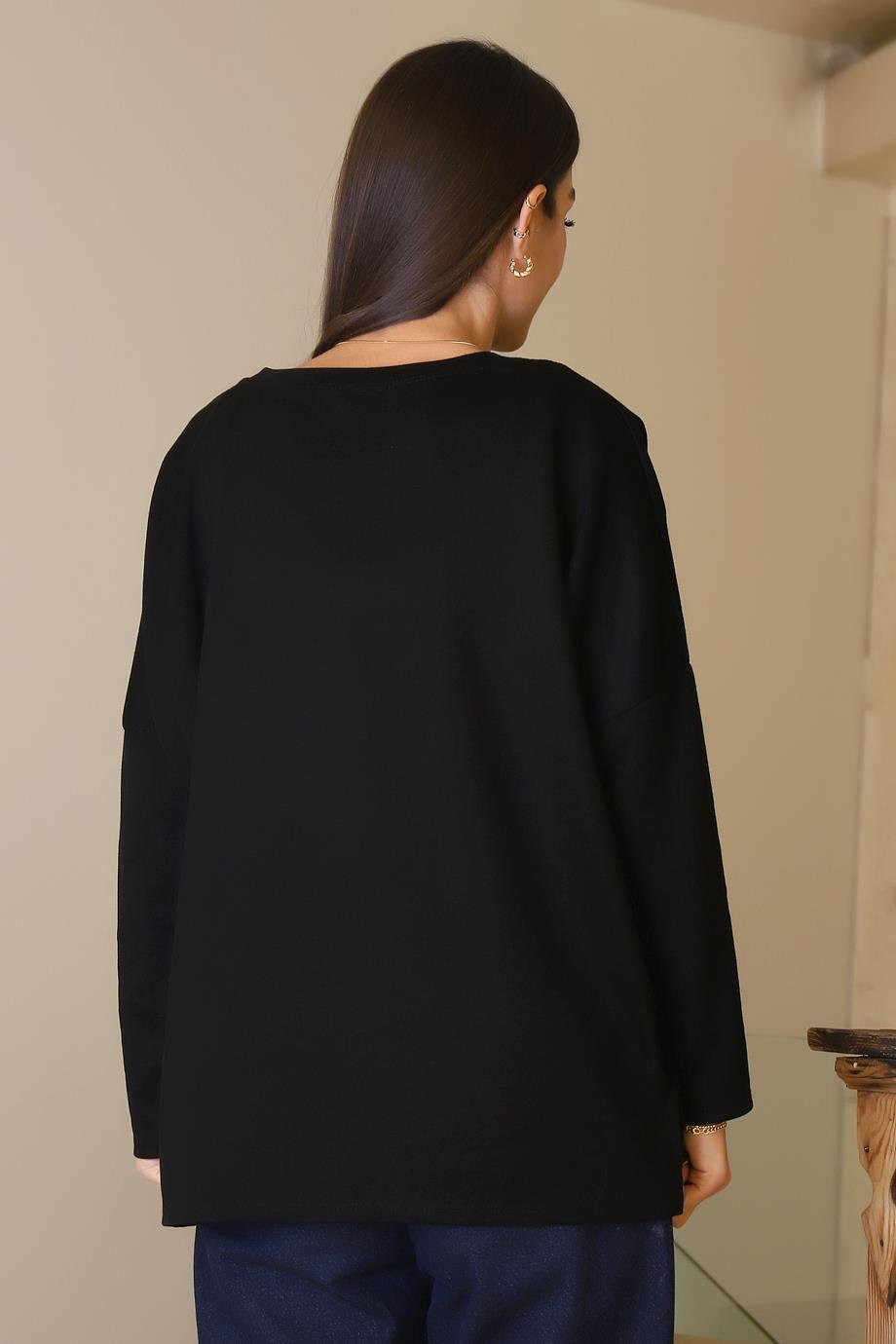 VELA25559-2K6 VELA BLUZ-SİYAH