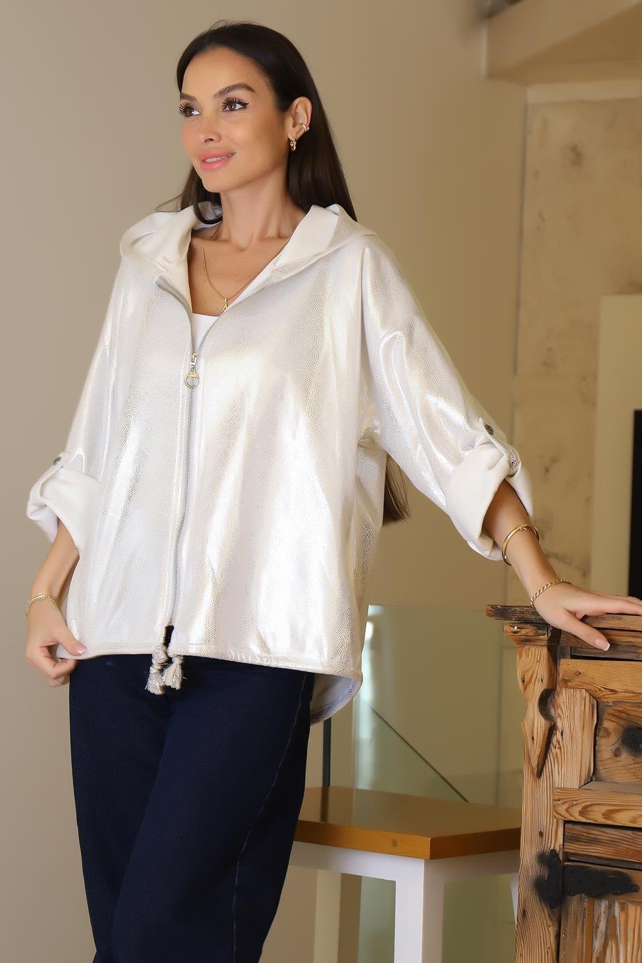 VELA29320-2K6 VELA CEKET-GÜMÜŞ