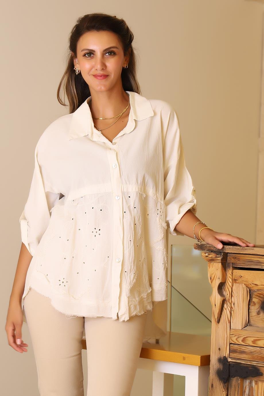 VELA55740-2Y5 VELA BLUZ+BEJ