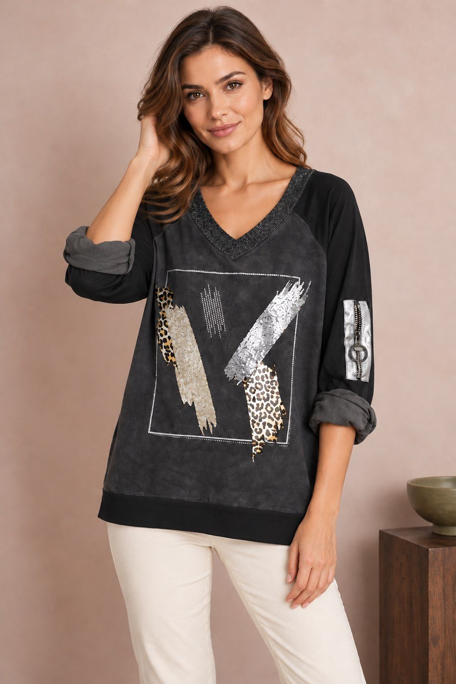 VELA58935-2K7 VELA BLUZ-SİYAH
