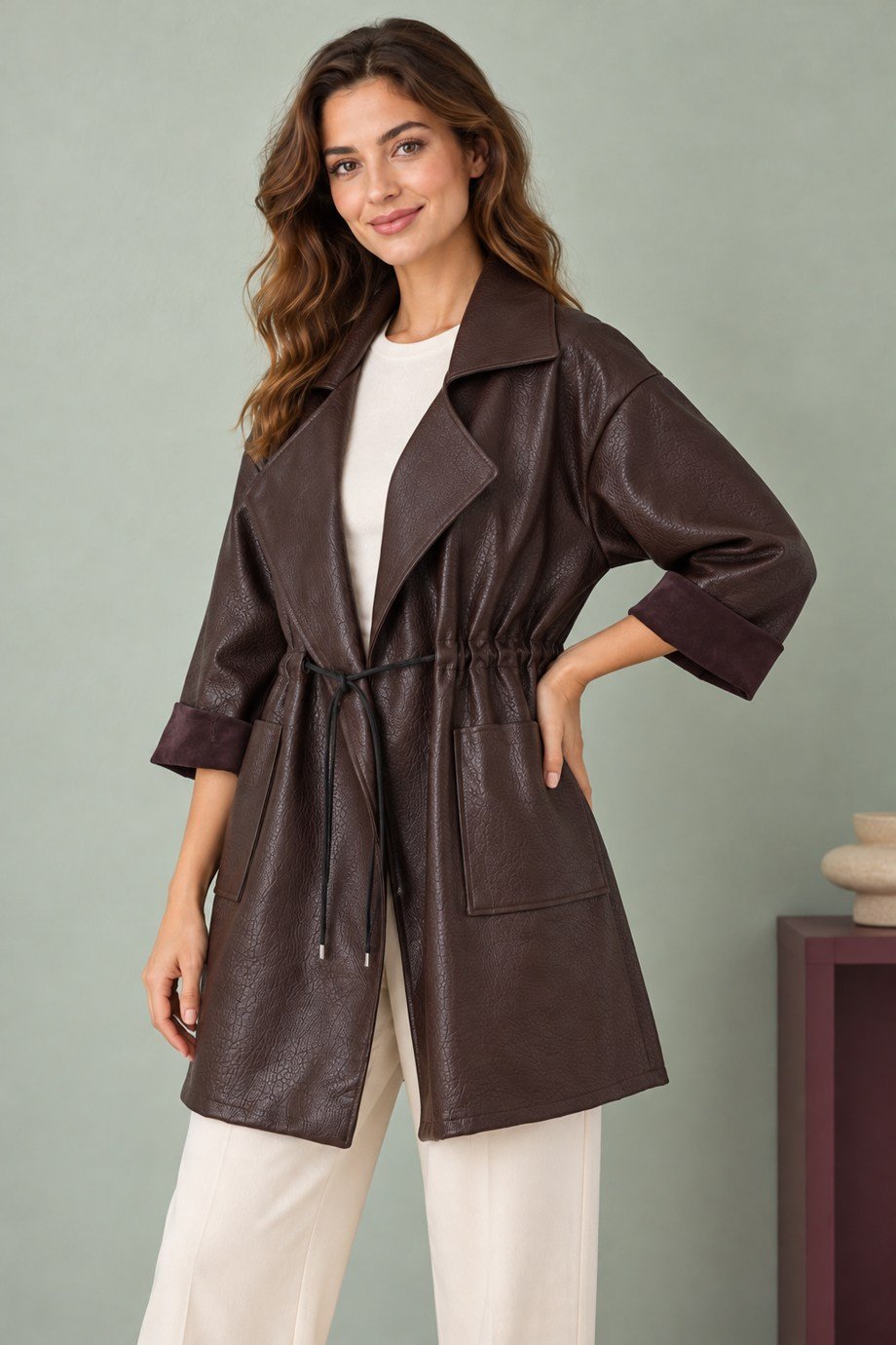 VELA61557-2K7 VELA CEKET-KAHVE