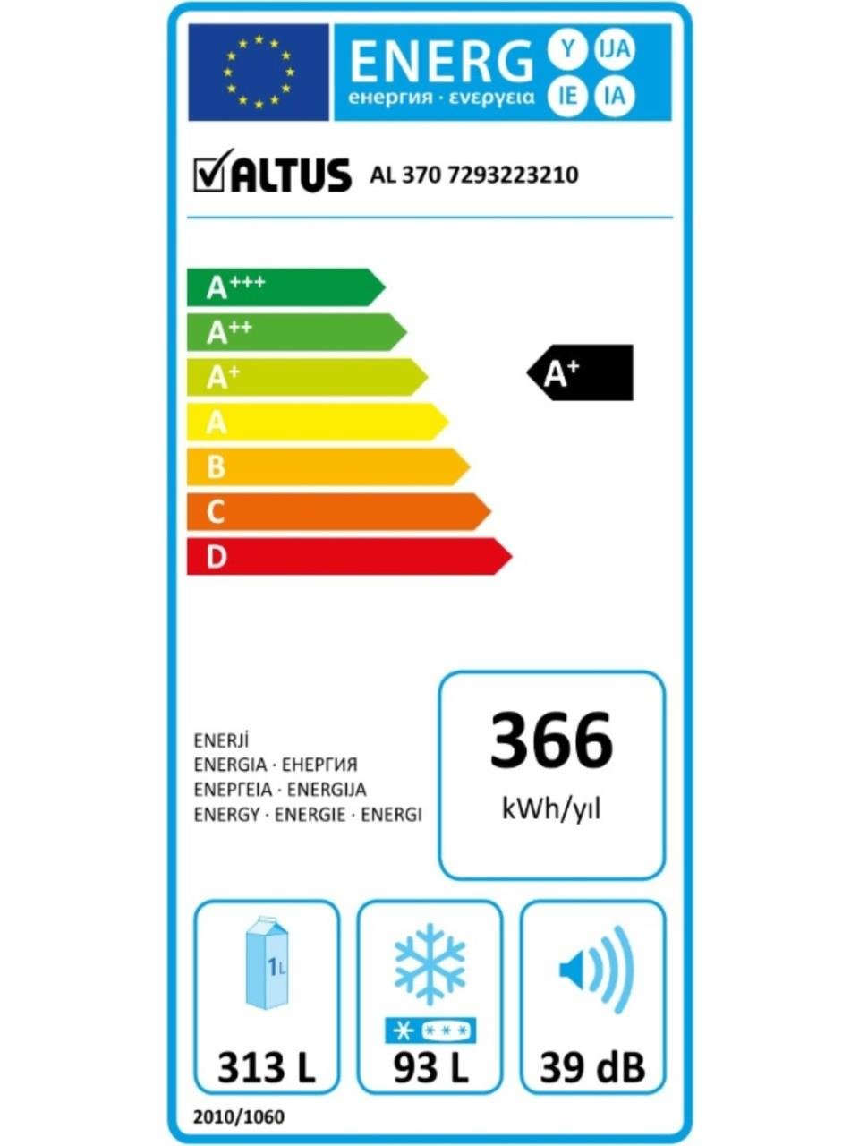 Altus AL 370 NE 406 LT No Frost Buzdolabı