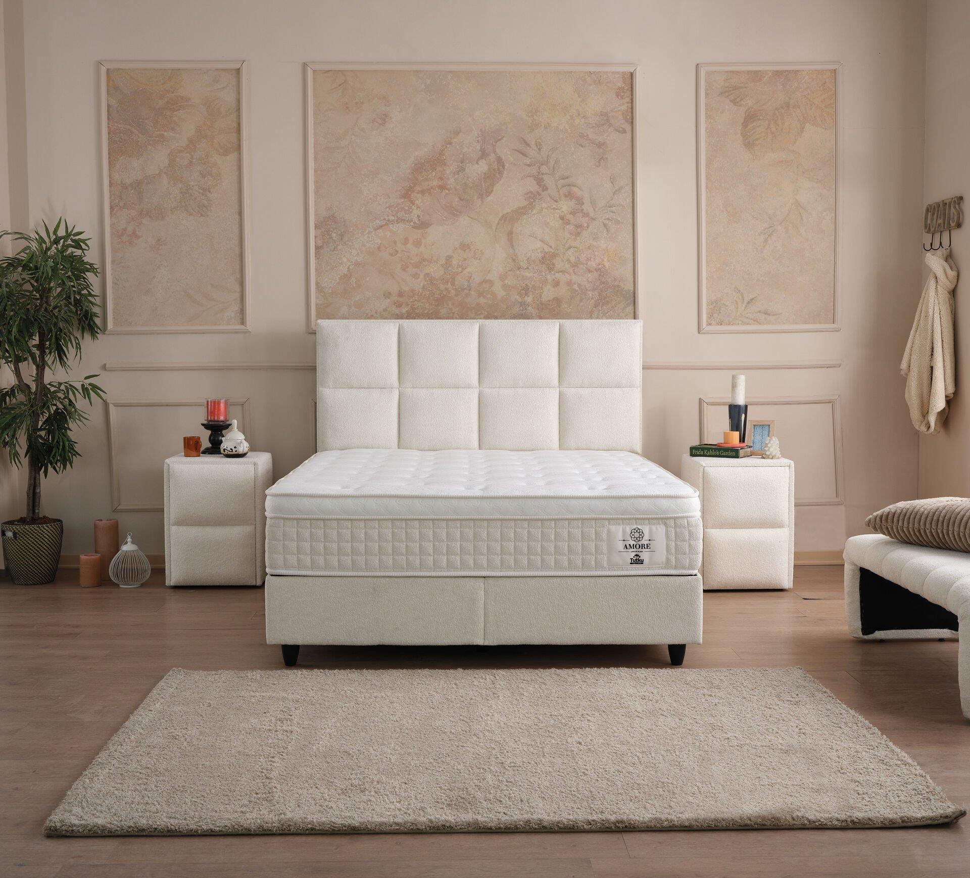 AMORE Kuş Tüyü Sünger Pocket Core Torba Yay Teknolojisi Yatak Seti