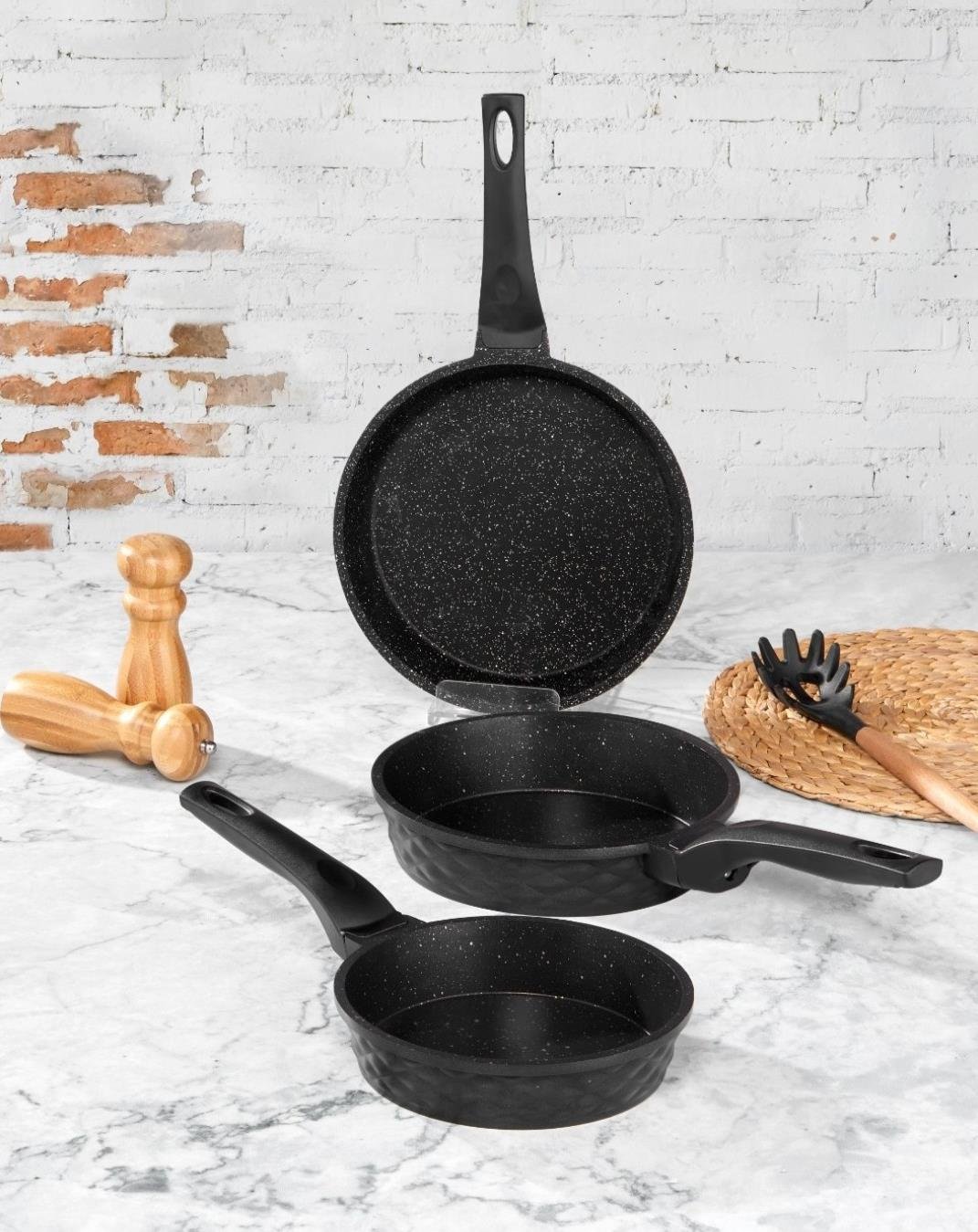 Ferro Plus Siyah 3Lü Döküm Tava Seti