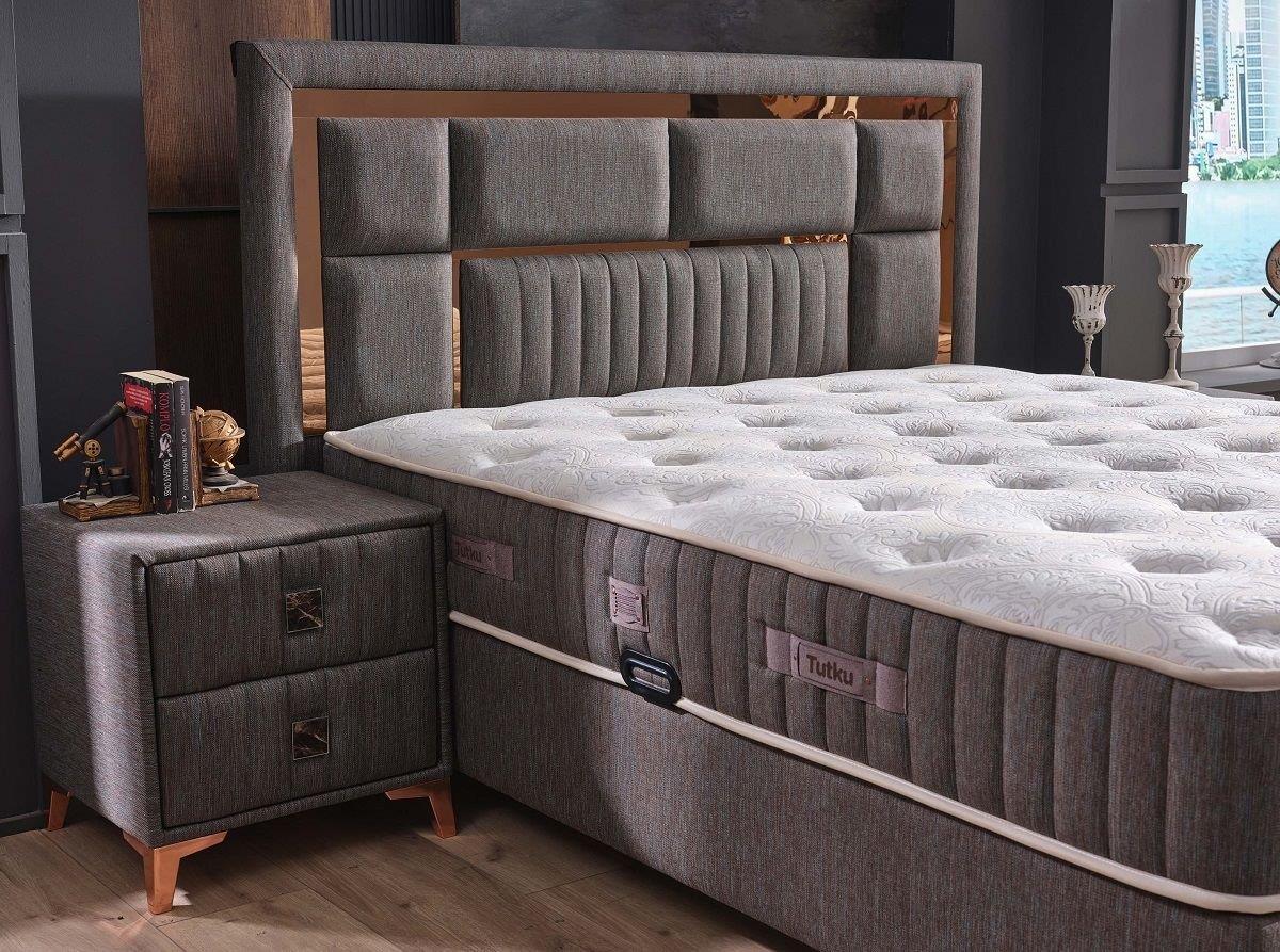 Milano Çift Jakarlı Kumaş Orthopedic Bölgesel Torba Yay Sistemli Yatak+Baza+Baza Başlığı