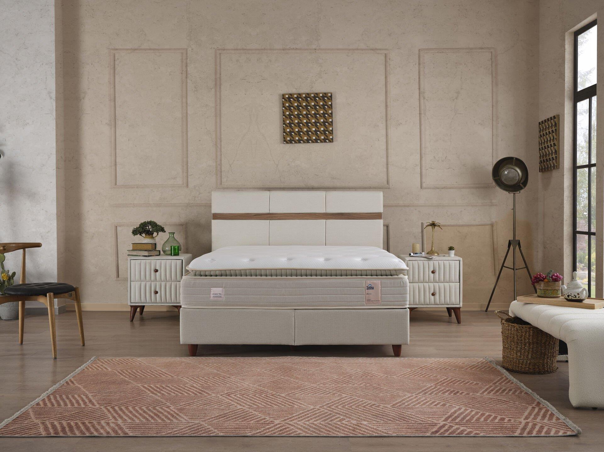 ROMA Up-Down Paket Yaylı Full Set - Biyomekanik Uyumlu Ortopedik Yatak, Fonksiyonel Baza ve Başlık