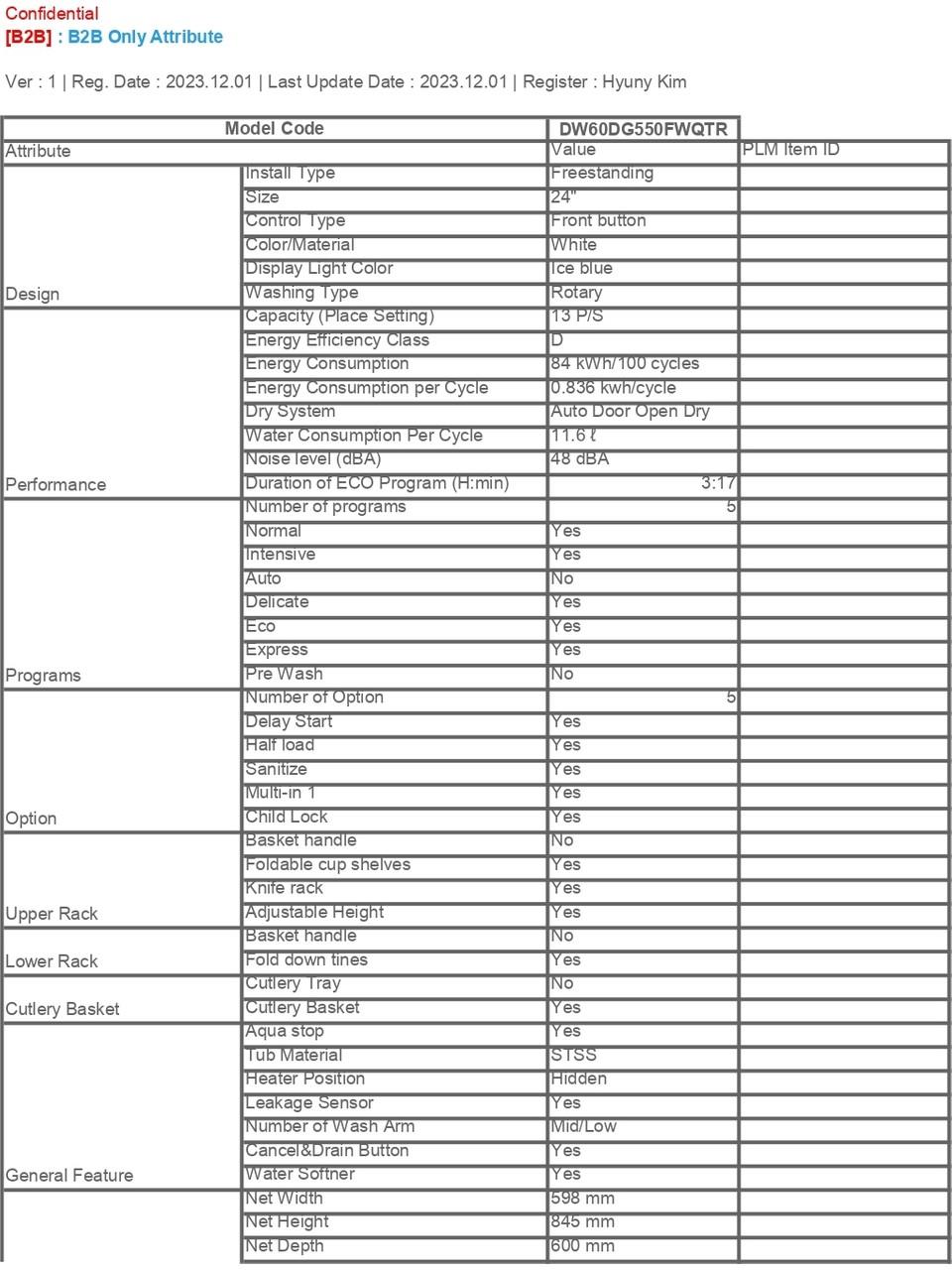 Samsung DW60DG550FWQTR Bulaşık Makinesi