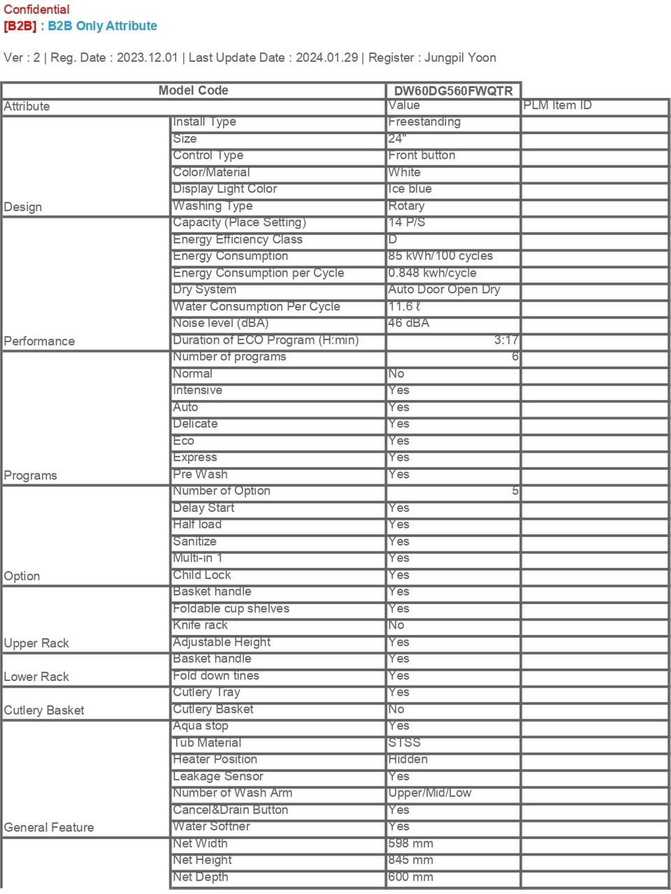 Samsung DW60DG560FWQ/TR 6 Programlı Bulaşık Makinesi