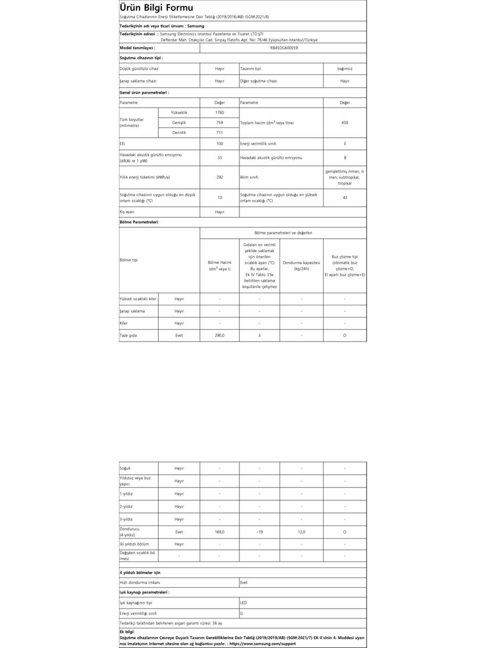 Samsung RB45DG600ES9 465 Litre İnox Alttan Donduruculu Buzdolabı