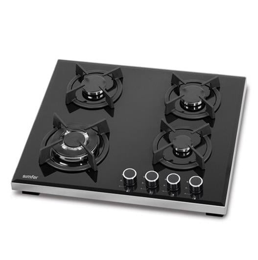 Simfer 3032 Emniyetli 4G Woklu Döküm Izgaralı Setüstü Cam Ocak Doğalgazlı