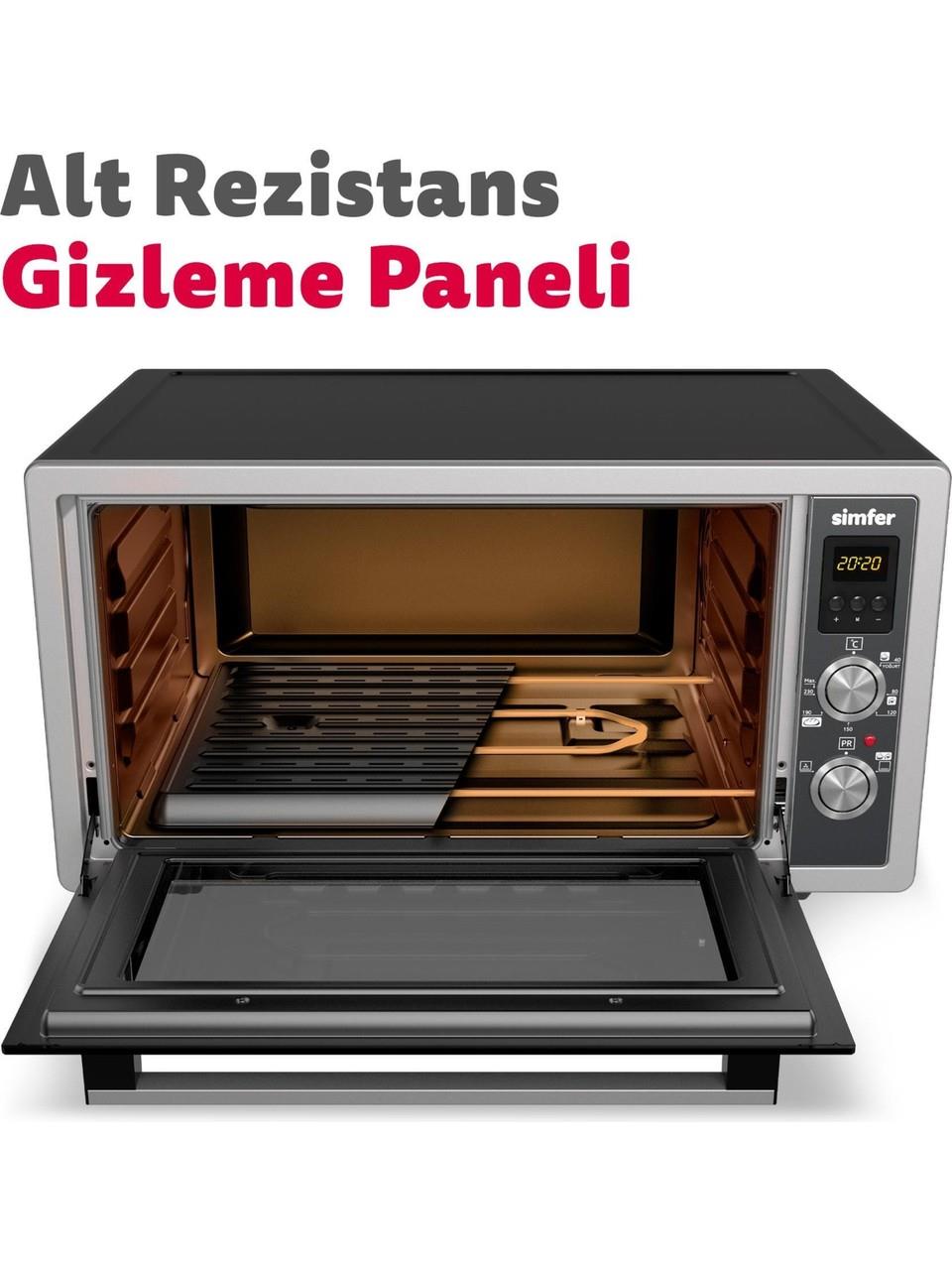 Simfer 7003 Yoğurt Yapma Fonksiyonlu Çift Camlı Kapak Turbo İnox Gri 70 Lt Midi Fırın