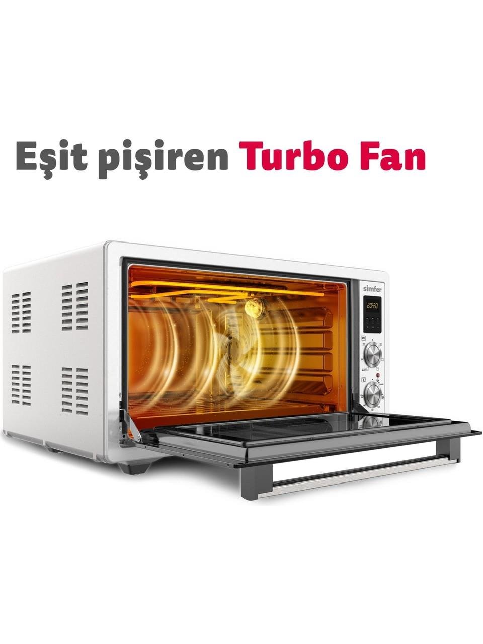 Simfer 7003 Yoğurt Yapma Fonksiyonlu Çift Camlı Kapak Turbo İnox Gri 70 Lt Midi Fırın
