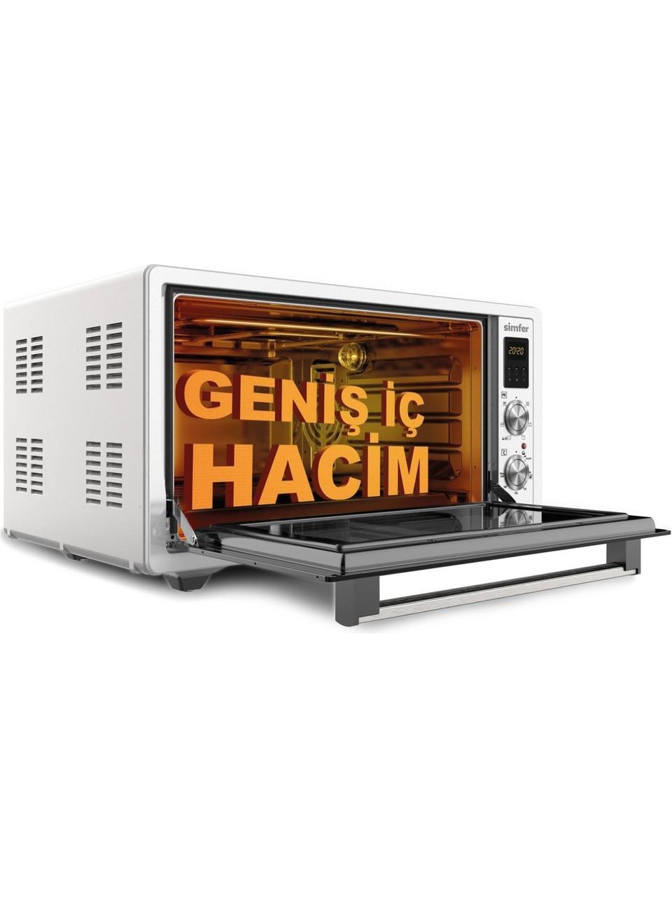 Simfer 7003 Yoğurt Yapma Fonksiyonlu Çift Camlı Kapak Turbo İnox Gri 70 Lt Midi Fırın