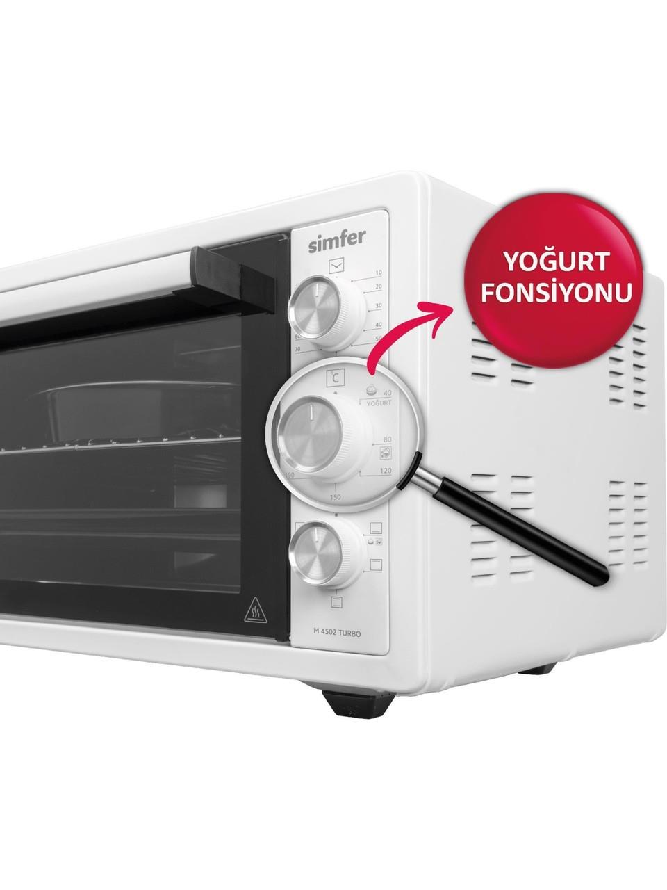 Simfer 7003 Yoğurt Yapma Fonksiyonlu Çift Camlı Kapak Turbo İnox Gri 70 Lt Midi Fırın