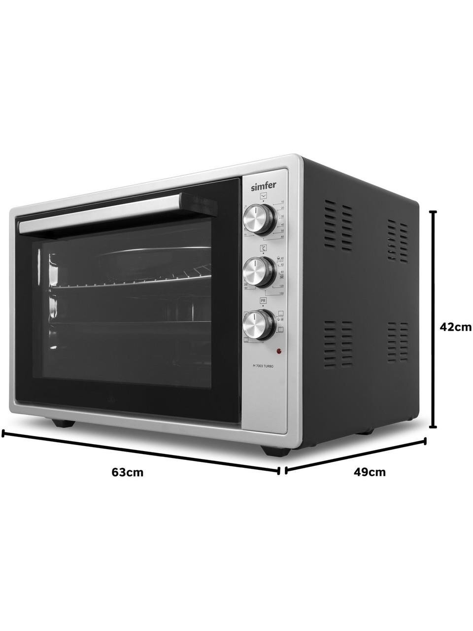 Simfer 7003 Yoğurt Yapma Fonksiyonlu Çift Camlı Kapak Turbo İnox Gri 70 Lt Midi Fırın
