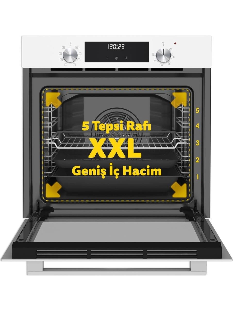 Simfer 8209 Ankastr Qs 9 Fonk Beyaz Cam Power Turbo Dij Saat