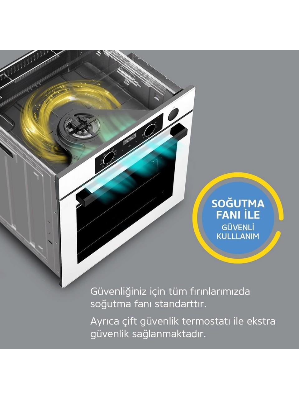 Simfer 8209 Ankastr Qs 9 Fonk Beyaz Cam Power Turbo Dij Saat