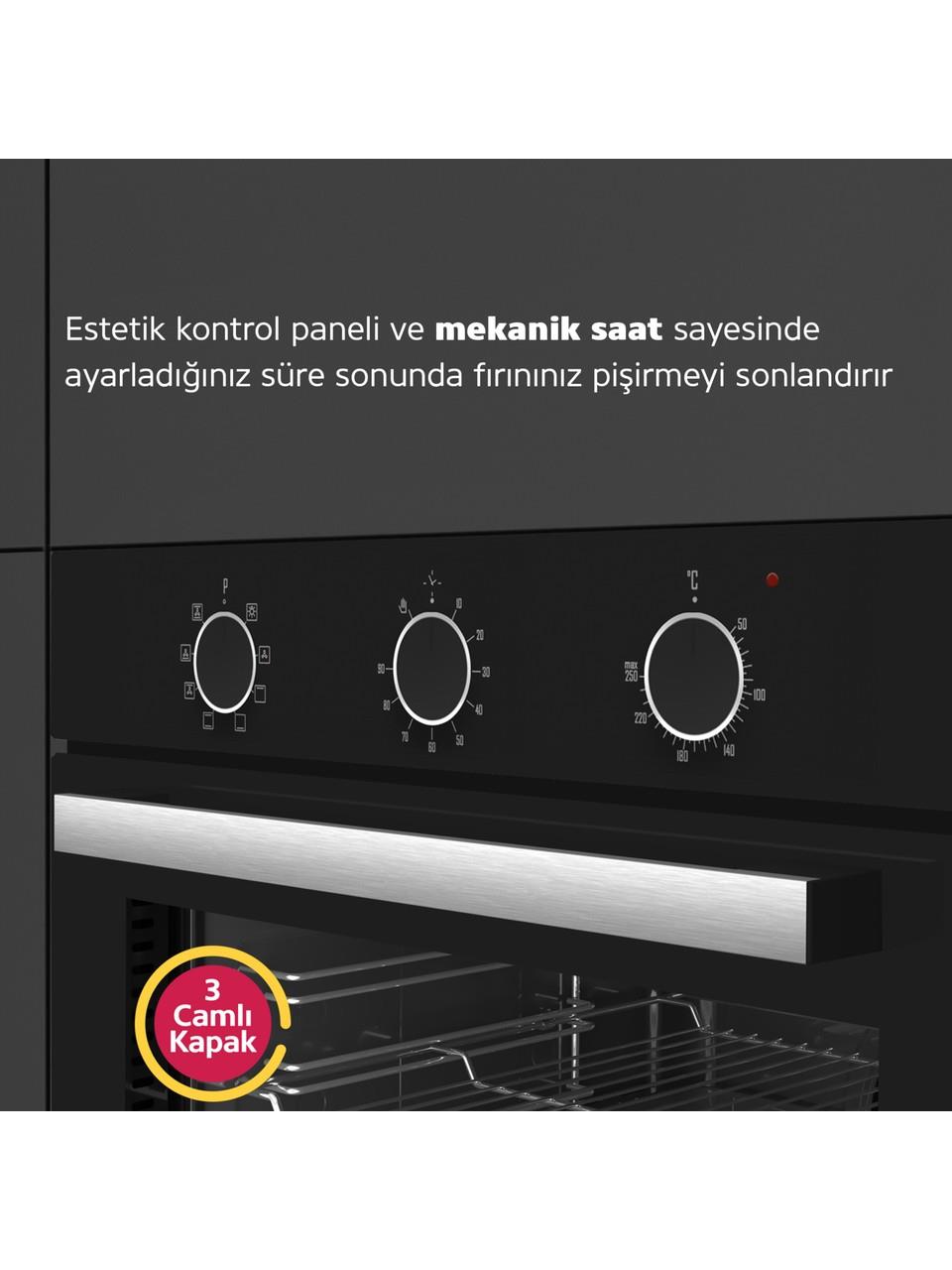 Simfer 8220 Ank. Qs Büyük Pop-Up 9 Fonk Siyah Cam Power Turbo