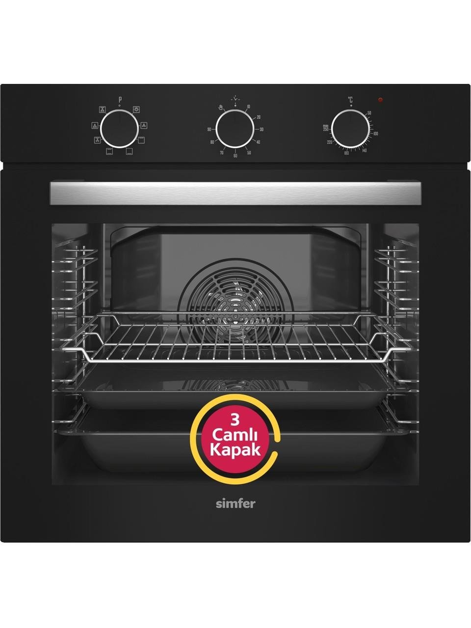 Simfer 8220 Ank. Qs Büyük Pop-Up 9 Fonk Siyah Cam Power Turbo