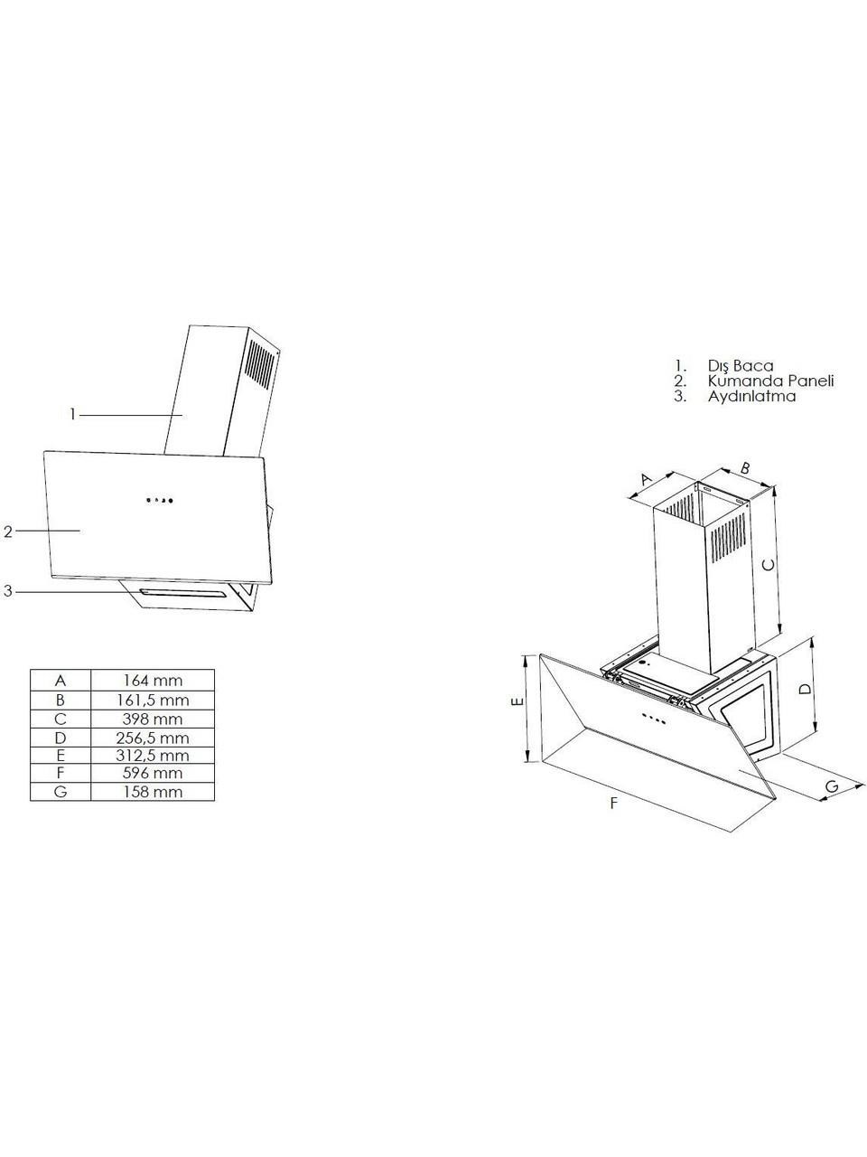 Simfer 8736 60CM Premium Gri 2 Cam Davlumbaz