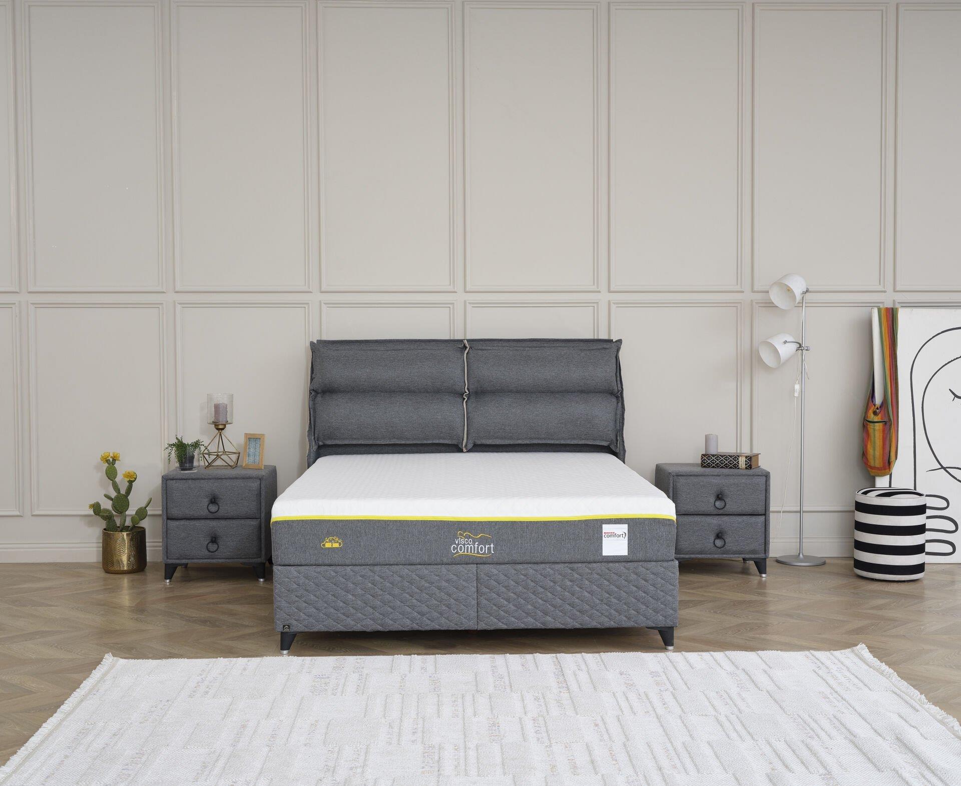 VİSCO COMFORT Full Uyku Seti – Visko Teknoloji Yatak, Sportif Başlık ve Geniş Hacimli Emniyetli Baza