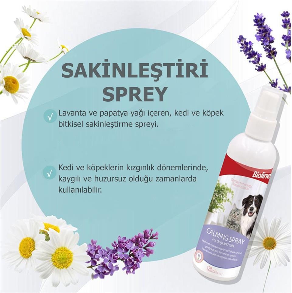 Bioline Calming Kedi ve Köpek Sakinleştirme Spreyi 120 Ml