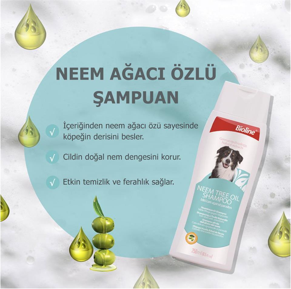 Bioline Neem Ağacı Özlü Nem Dengesini Koruyan Köpek Şampuanı 250 Ml