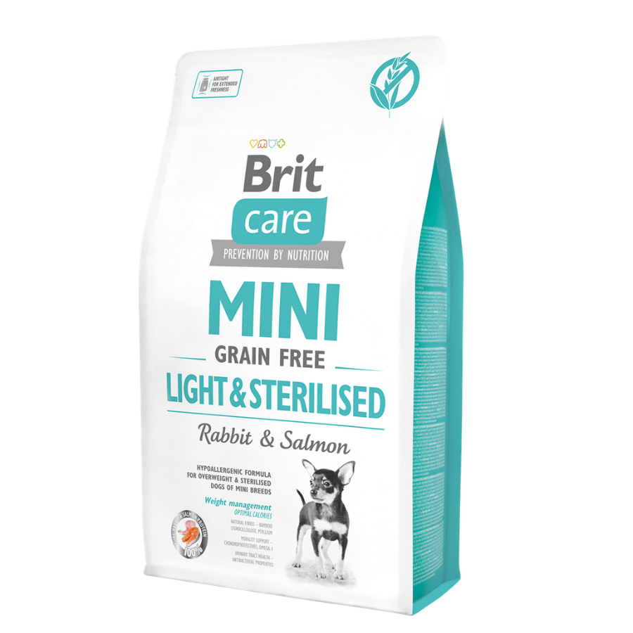 Brit Care Mini Light Sterillised Tavşanlı ve Somonlu Tahılsız Yetişkin Köpek Maması 2Kg