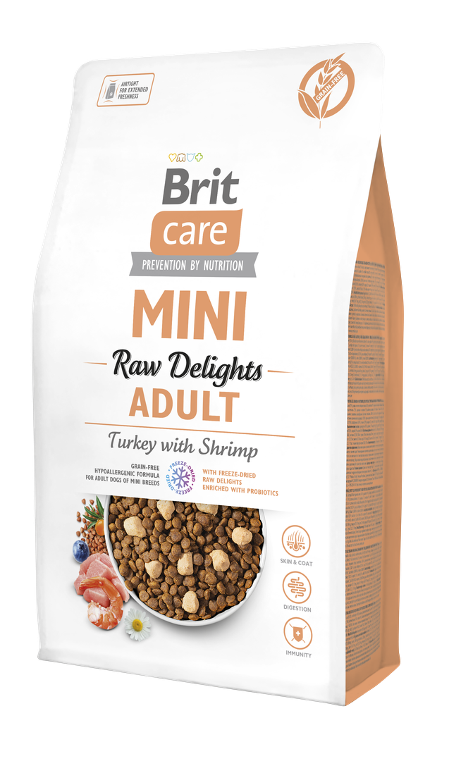 Brit Care Raw Delights Hipoalerjenik Hindi Etli ve Karidesli Tahılsız Küçük Irk Yetişkin Kedi Maması 2Kg