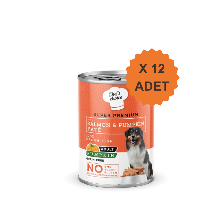 Chefs Choice Hipoalerjenik Somonlu ve Balkabaklı Tahılsız Ezme Yetişkin Köpek Konservesi 400Gr X 12 Adet