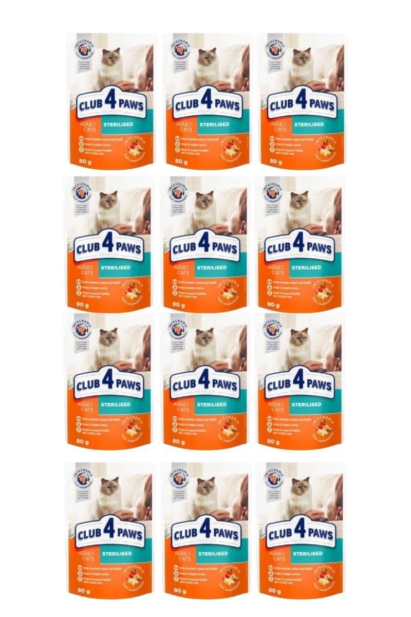 Club4Paws Premium Tavuklu Pouch Kısırlaştırılmış Yetişkin Kedi Yaş Maması 80 Gr x 12 Adet