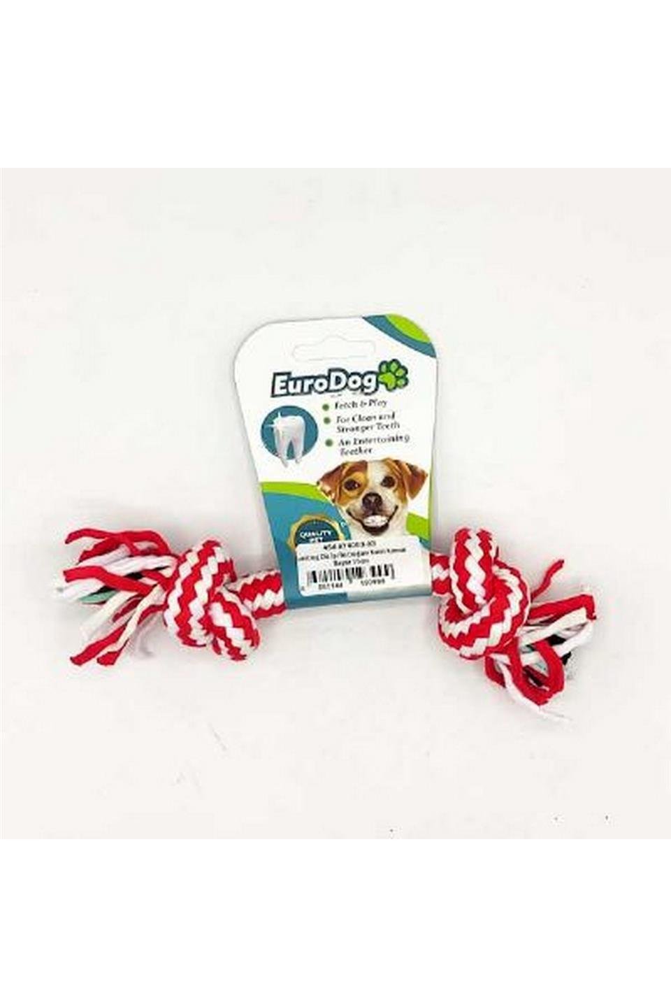 EuroDog Diş İpi İki Düğüm İnce Kırmızı Beyaz 15 cm