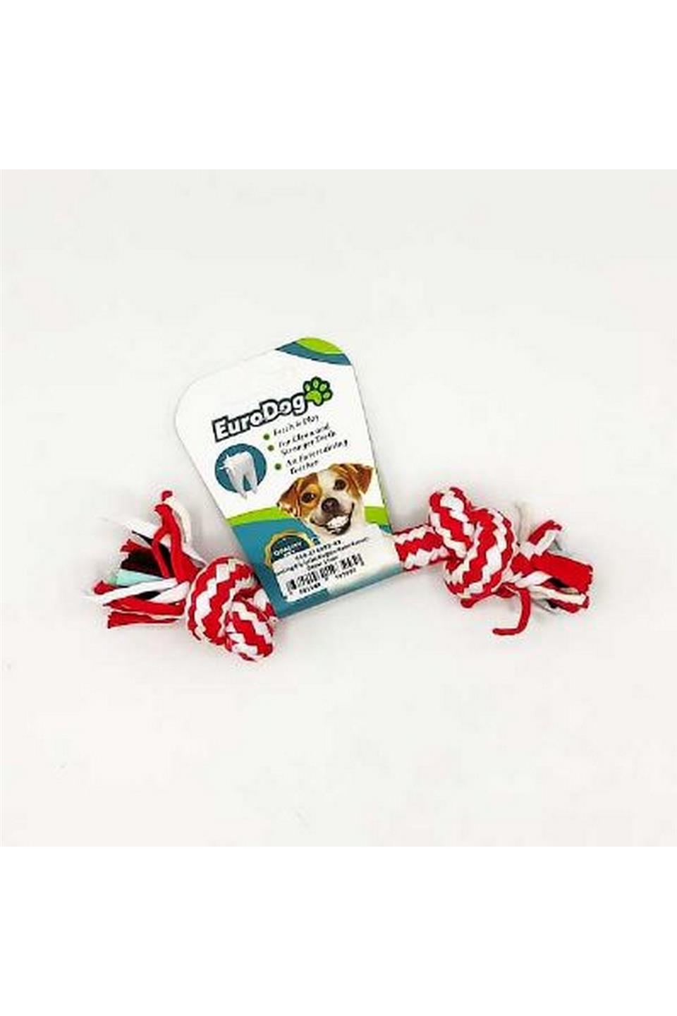 EuroDog Diş İpi İki Düğüm Kalın Kırmızı Beyaz 15cm
