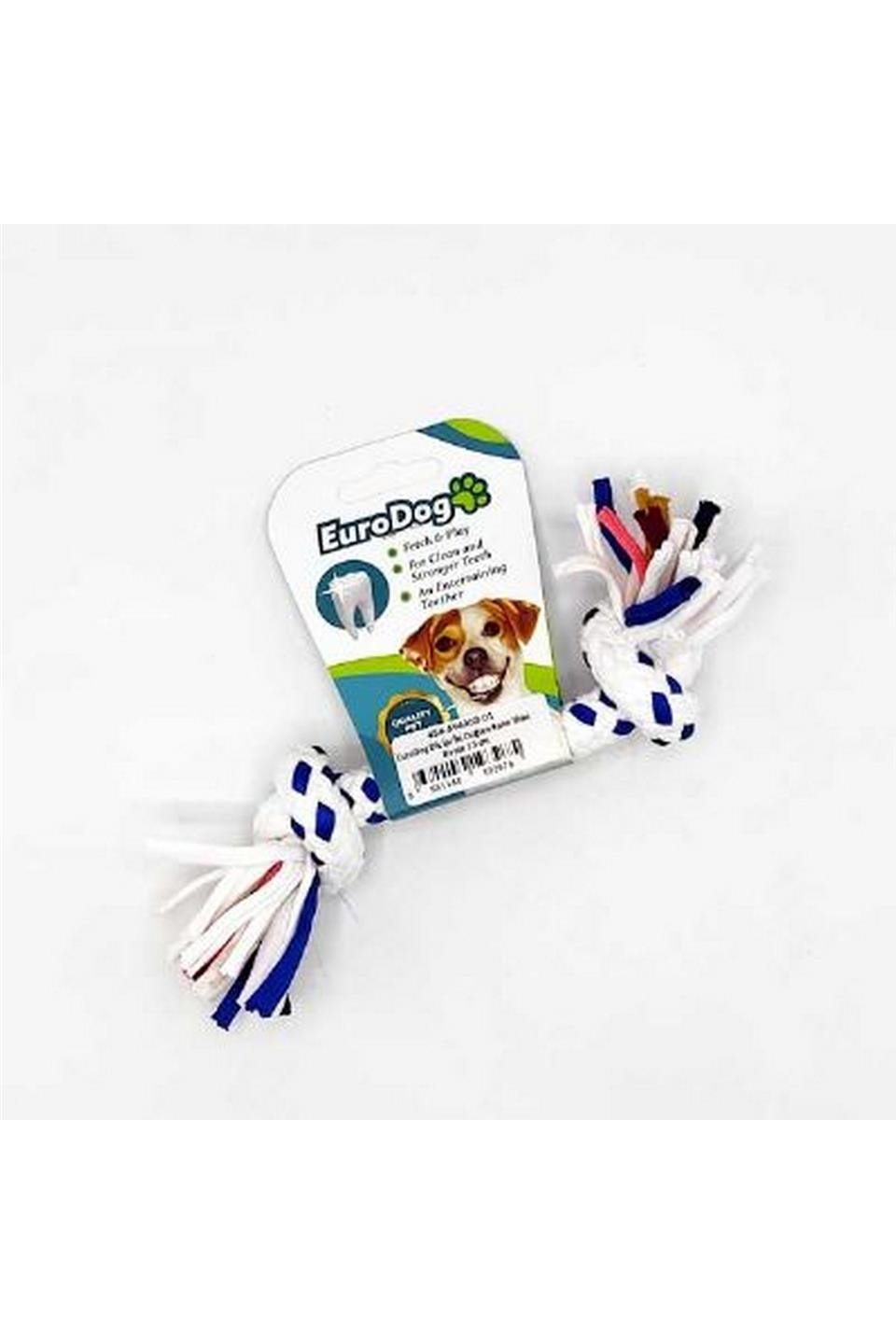 EuroDog Diş İpi İki Düğüm Kalın Mavi Beyaz 15 cm