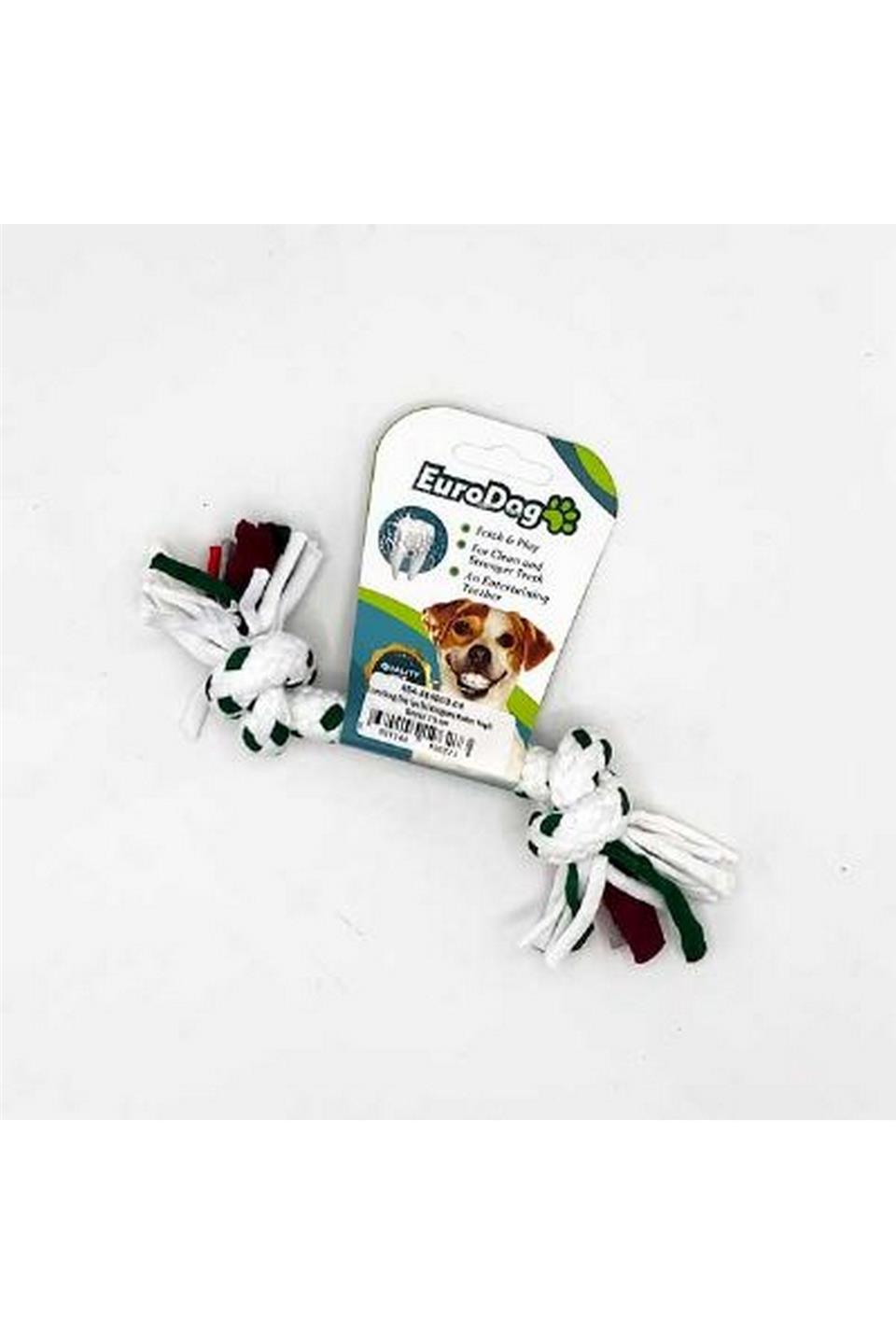 EuroDog Diş İpi İki Düğüm Kalın Yeşil Beyaz 15 cm