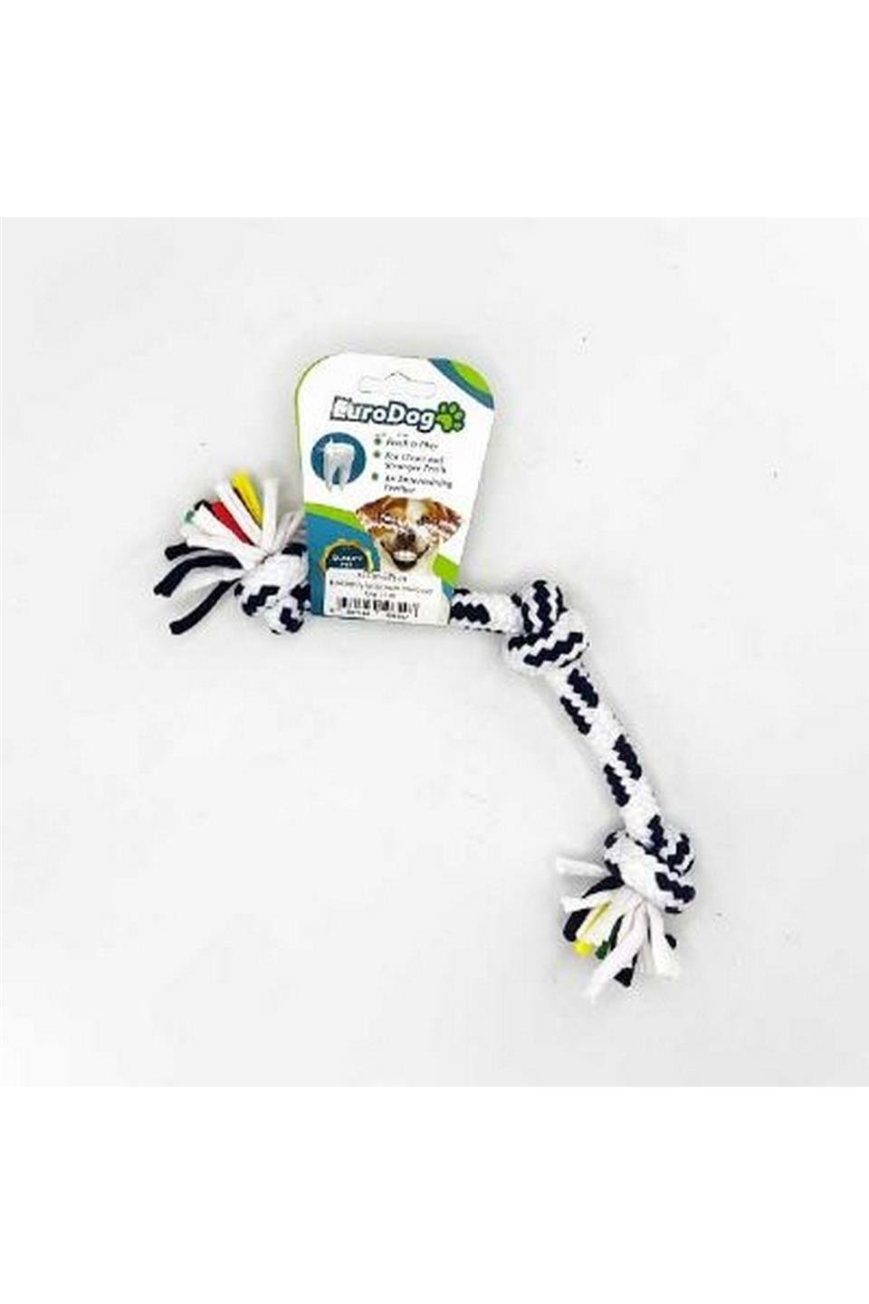 EuroDog Diş İpi Üç Düğüm Mavi Beyaz Çizgi 15 cm