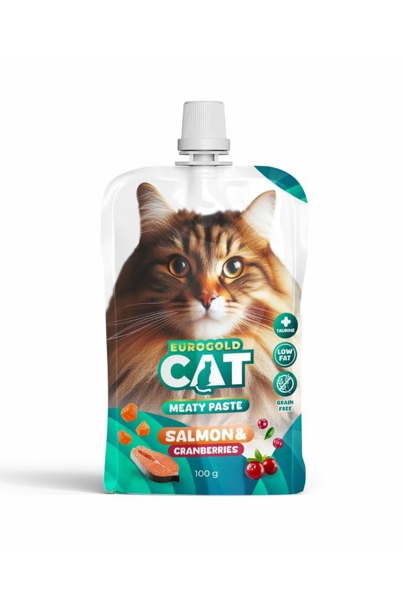 EuroGold Cat Meaty Paste Somon - Kızılcık Kedi Ödül Maması 100 Gr