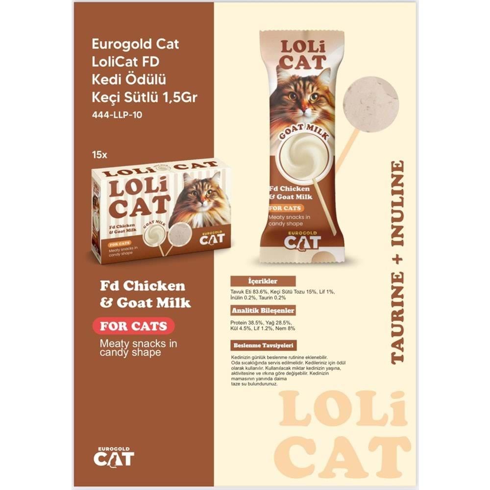 EuroGold LoliCat Tavuk ve Keçi Sütlü Kedi Ödül Maması 1,5gr (15'li)