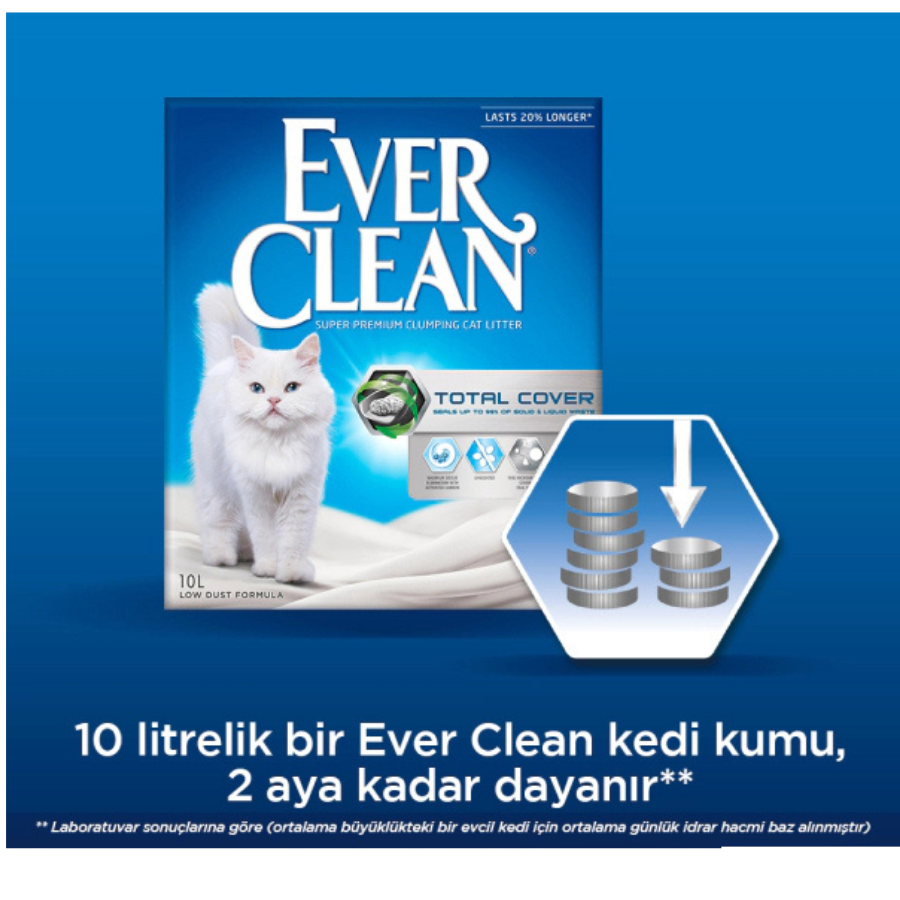 Ever Clean Total Cover Max. Hijyen Sağlayan Koku Önleyici Kedi Kumu 10Lt