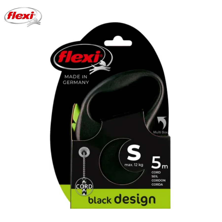 Flexi Black Design Otomatik Şeritli Köpek Gezdirme Kayışı 5Mt (S) Yeşil