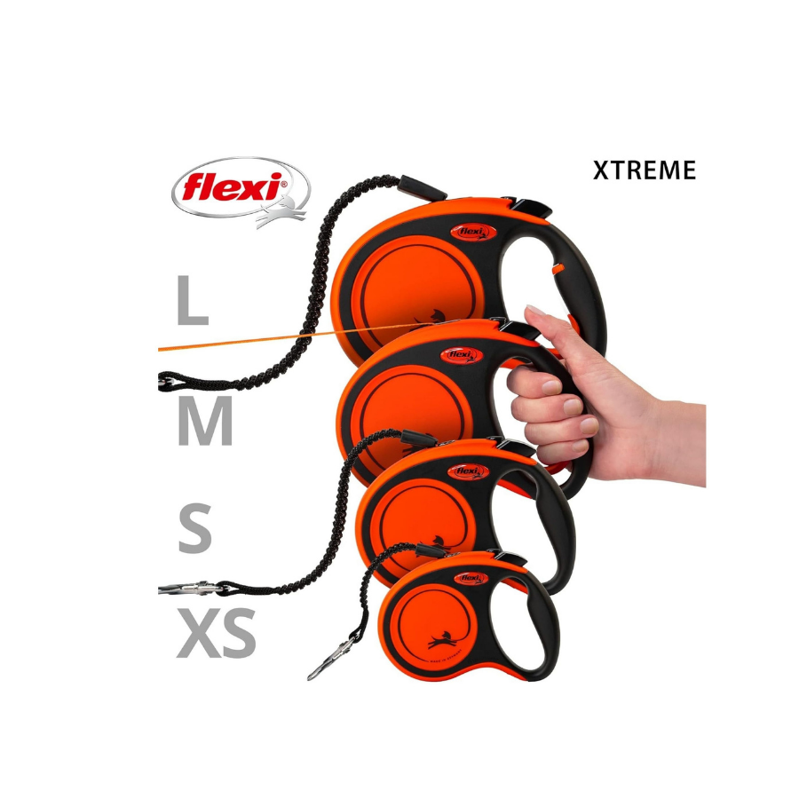 Flexi Extreme Otomatik Şeritli Köpek Gezdirme Kayışı 5Mt (M) Turuncu