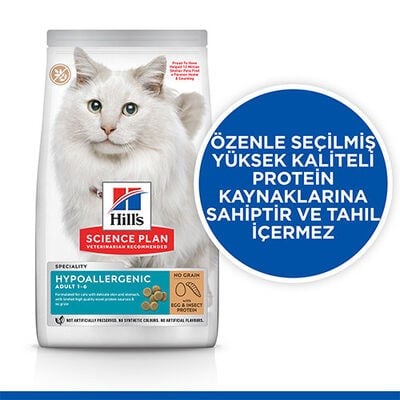 Hill's SP SCIENCE PLAN Hipoalerjenik Yumurta ve Böcek Proteinli Tahılsız Yetişkin Kedi Maması 1,5Kg