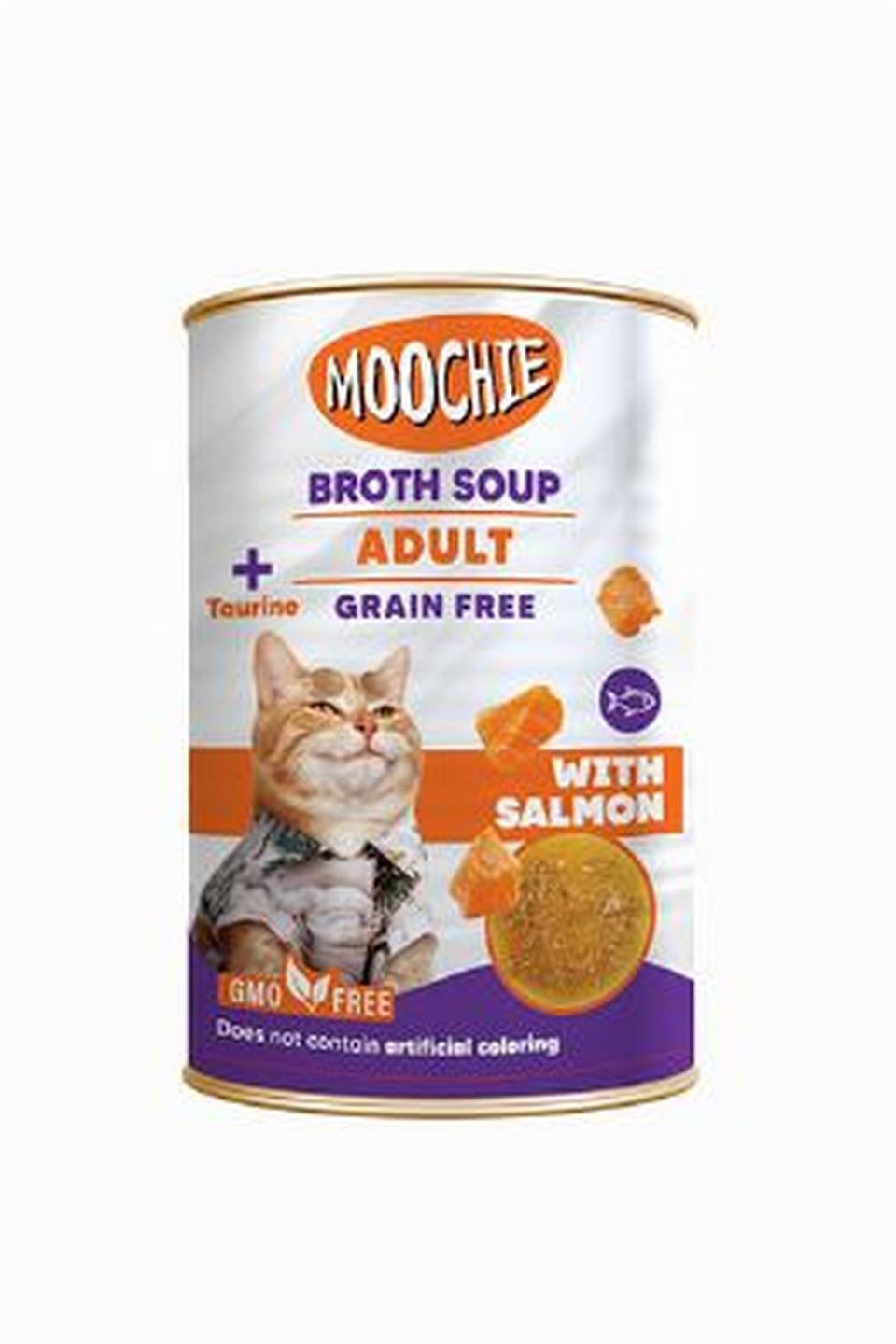 Moochie Broths Soup Somonlu Tahılsız Yetişkin Kedi Çorbası 135ML