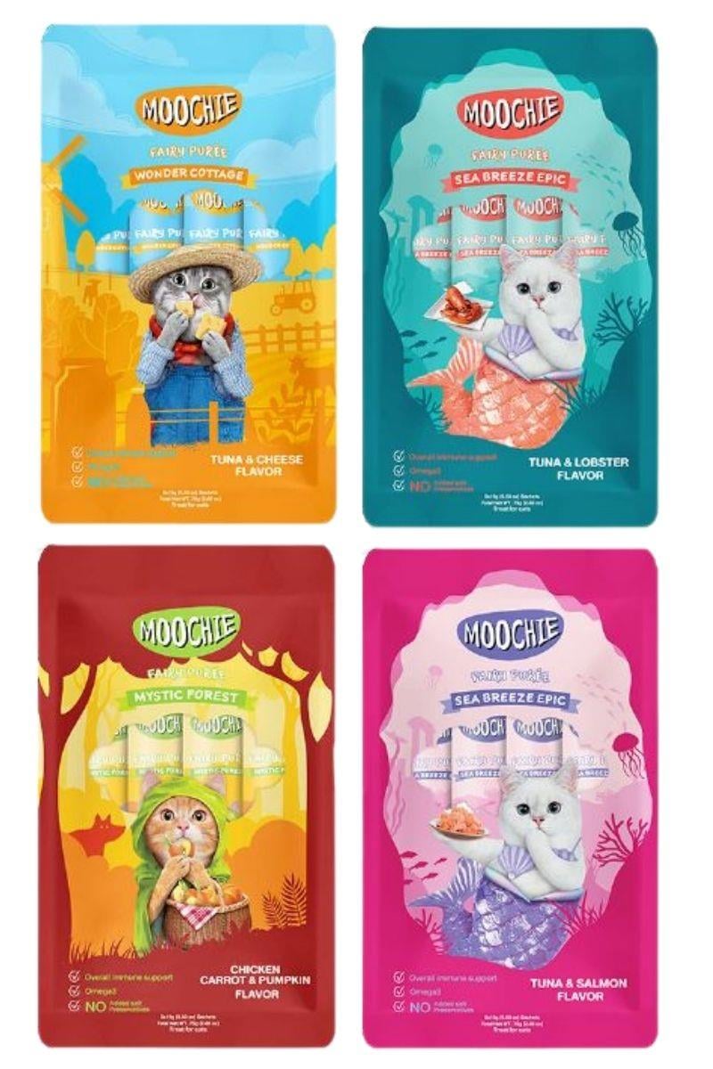 Moochie Flavor Sıvı Kedi Ödül Maması 5x15Gr - 4 Paket Mix