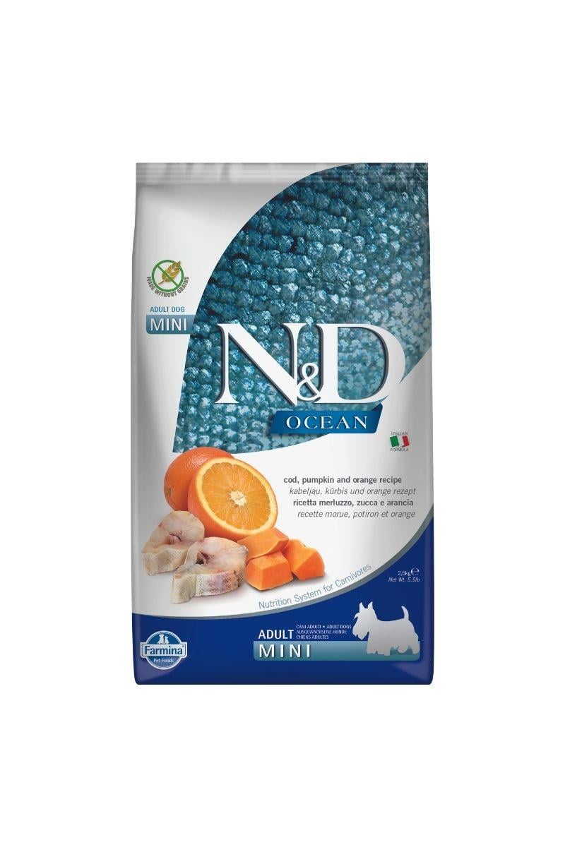 N&D Ocean Morina Balıklı & Portakal Küçük Irk Yetişkin Köpek Maması 2,5 Kg 