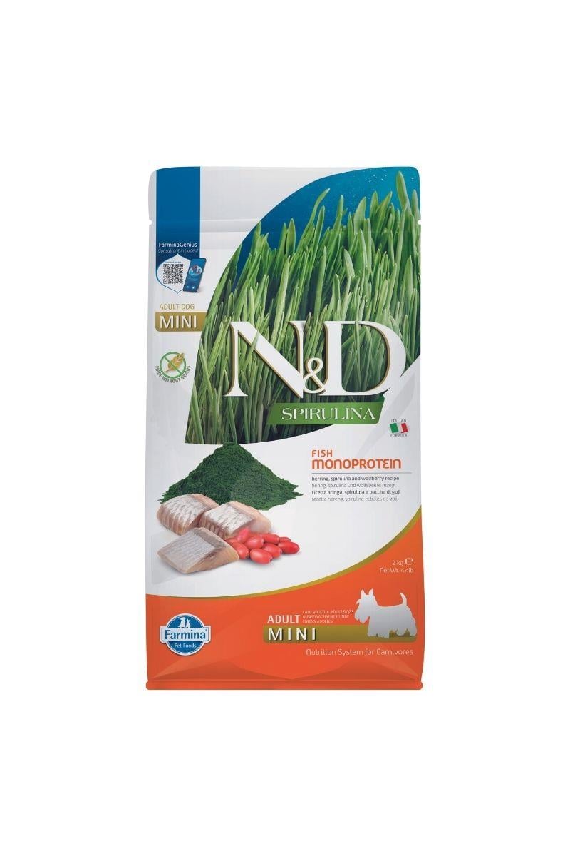 N&D Spirulina Herring Ringa Balıklı Küçük Irk Tahılsız Yetişkin Köpek Maması 2 Kg
