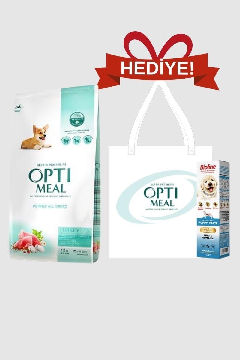 Optimeal Super Premium Pupy Tüm Irklar Yavru Köpek Maması 12 Kg - Bioline Vitamin Paste ve Çanta Hediyeli!
