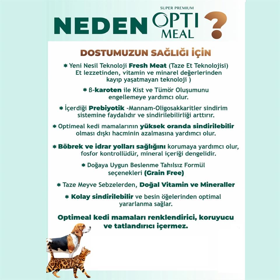 Optimeal Super Premium Sterilized Hindili Yulaflı Kısırlaştırılmış Yetişkin Kedi Maması 10 Kg