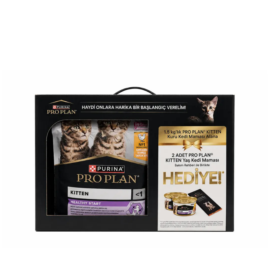 Pro Plan Kitten Tavuklu Yavru Kedi Maması 1,5Kg (85gr X 2 Adet Yaş Mama) Hediyeli